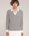 Long Sleeves Striped Polo - Made in Tuscany