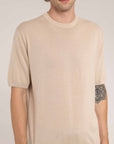 Short Sleeves Knitted Crewneck - Made In Tuscany