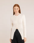 Buttoned Ribbed Cardigan - Made in Tuscany