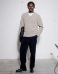 Superfine Alpaca Mouliné V-Neck - Made in Tuscany
