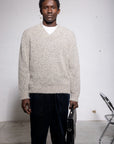 Superfine Alpaca Mouliné V-Neck - Made in Tuscany