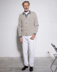 Superfine Alpaca Mouliné Cardigan - Made in Tuscany