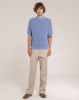 English Ribbed Short Sleeves Crewneck - Made in Tuscany