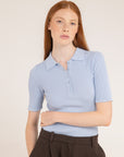 Ribbed Cotton Crepe Polo - Made in Tuscany