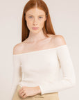Boat Neck Ribbed Cotton Sweater - Made in Tuscany