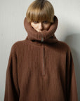 Ribbed Wool Funnel-Neck Jacket – Made in Tuscany