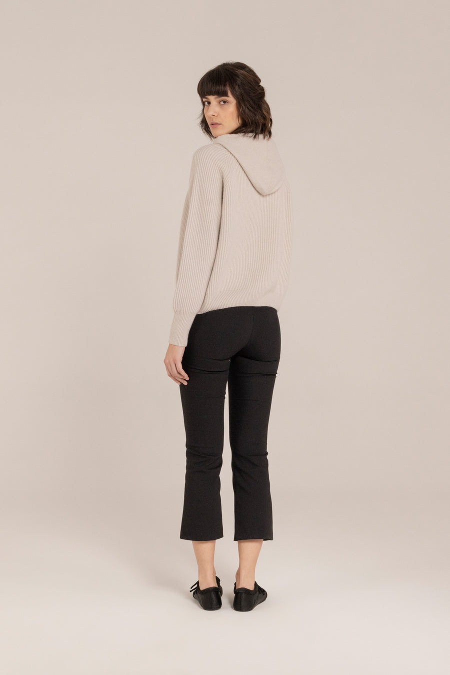 Cashmere Blend Ribbed Hoodie –  Made in Tuscany