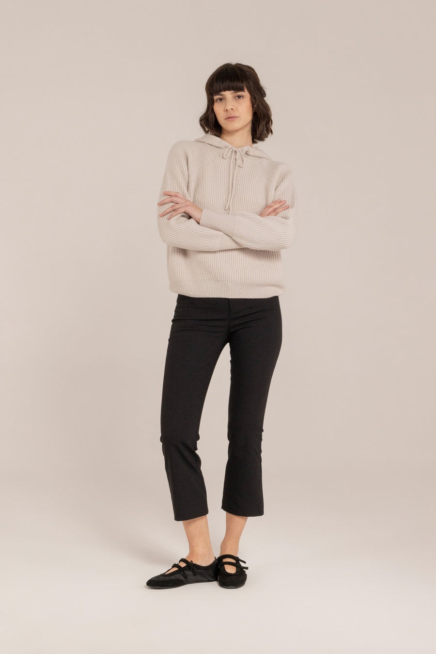 Cashmere Blend Ribbed Hoodie –  Made in Tuscany