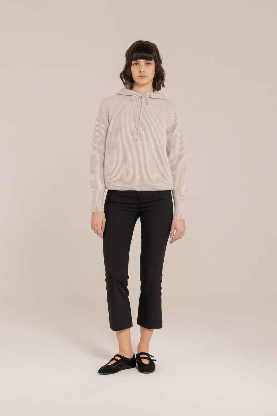 Cashmere Blend Ribbed Hoodie –  Made in Tuscany