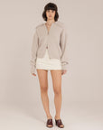 Cashmere Blend Ribbed Zipped Jacket –  Made in Tuscany