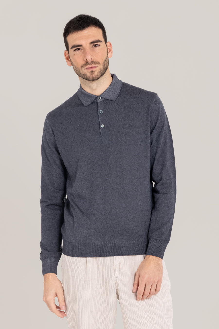 Acid Dyed Merino Buttoned Polo –  Made in Tuscany