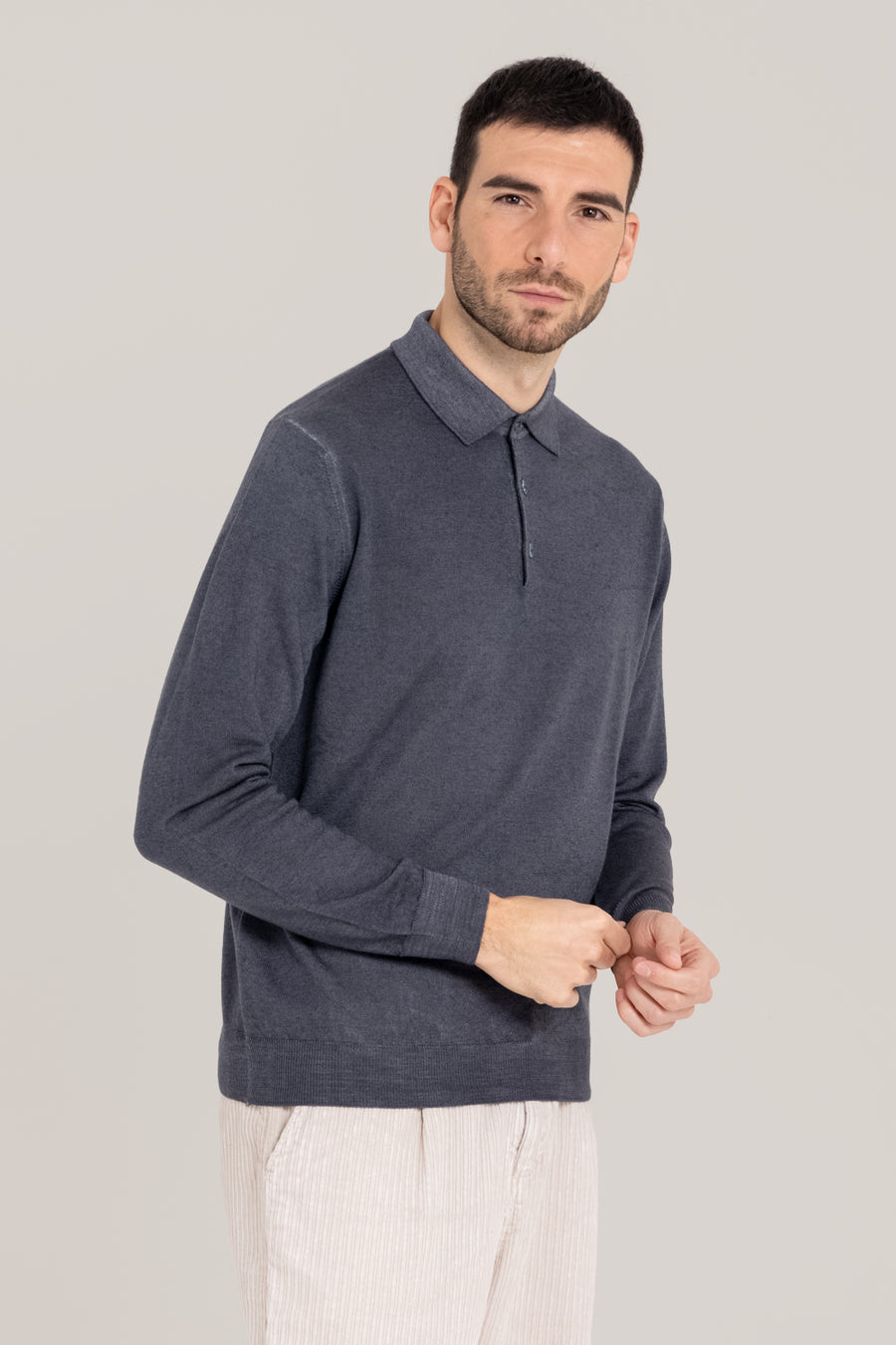 Acid Dyed Merino Buttoned Polo –  Made in Tuscany
