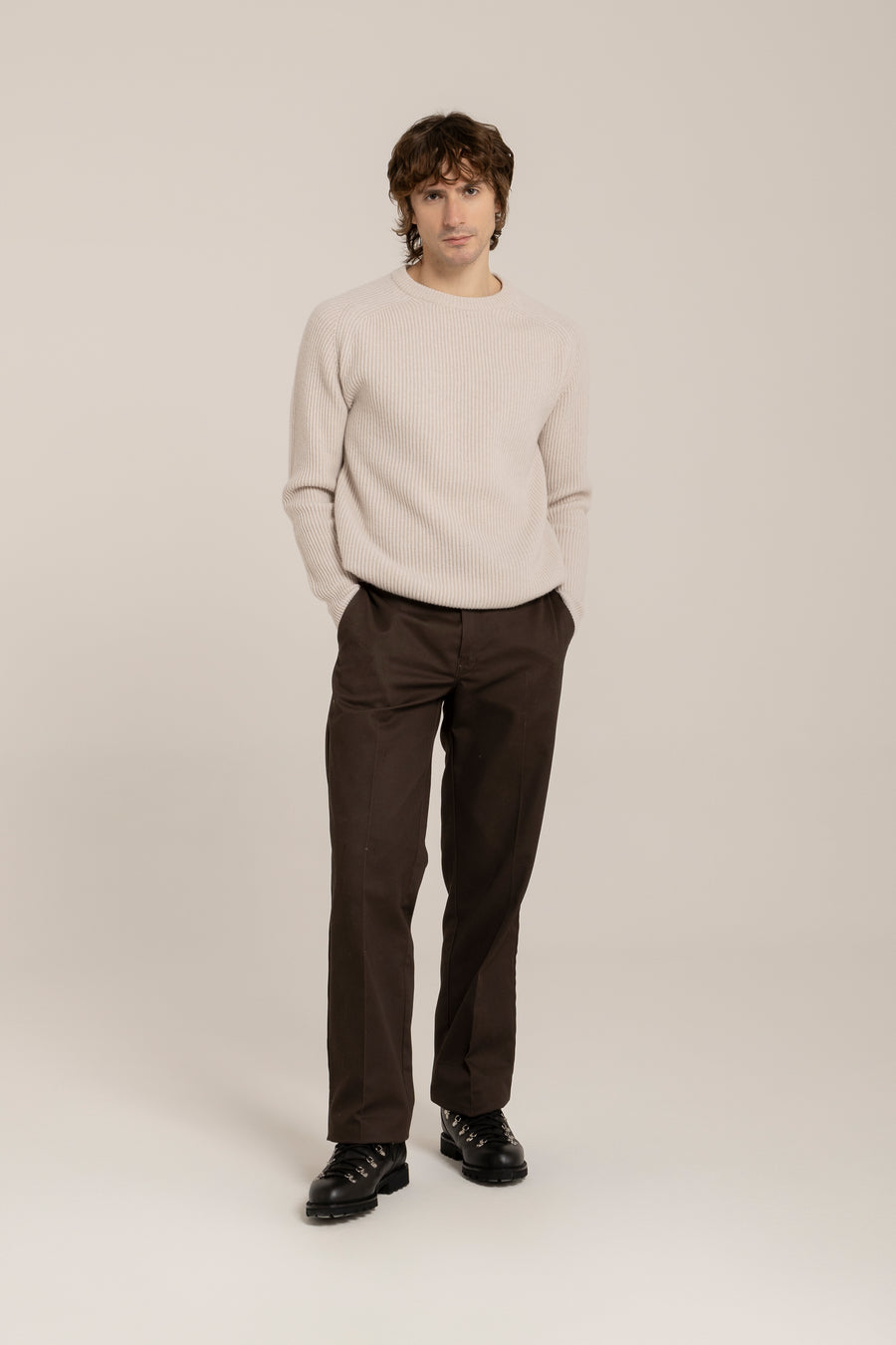 English Knitted Cashmere Blend Crewneck –  Made in Tuscany