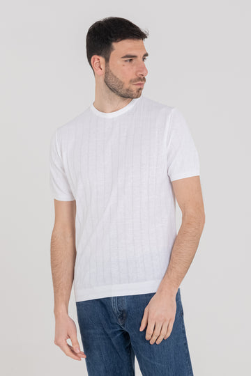 RIBBED COTTON SHORT SLEEVES CREW