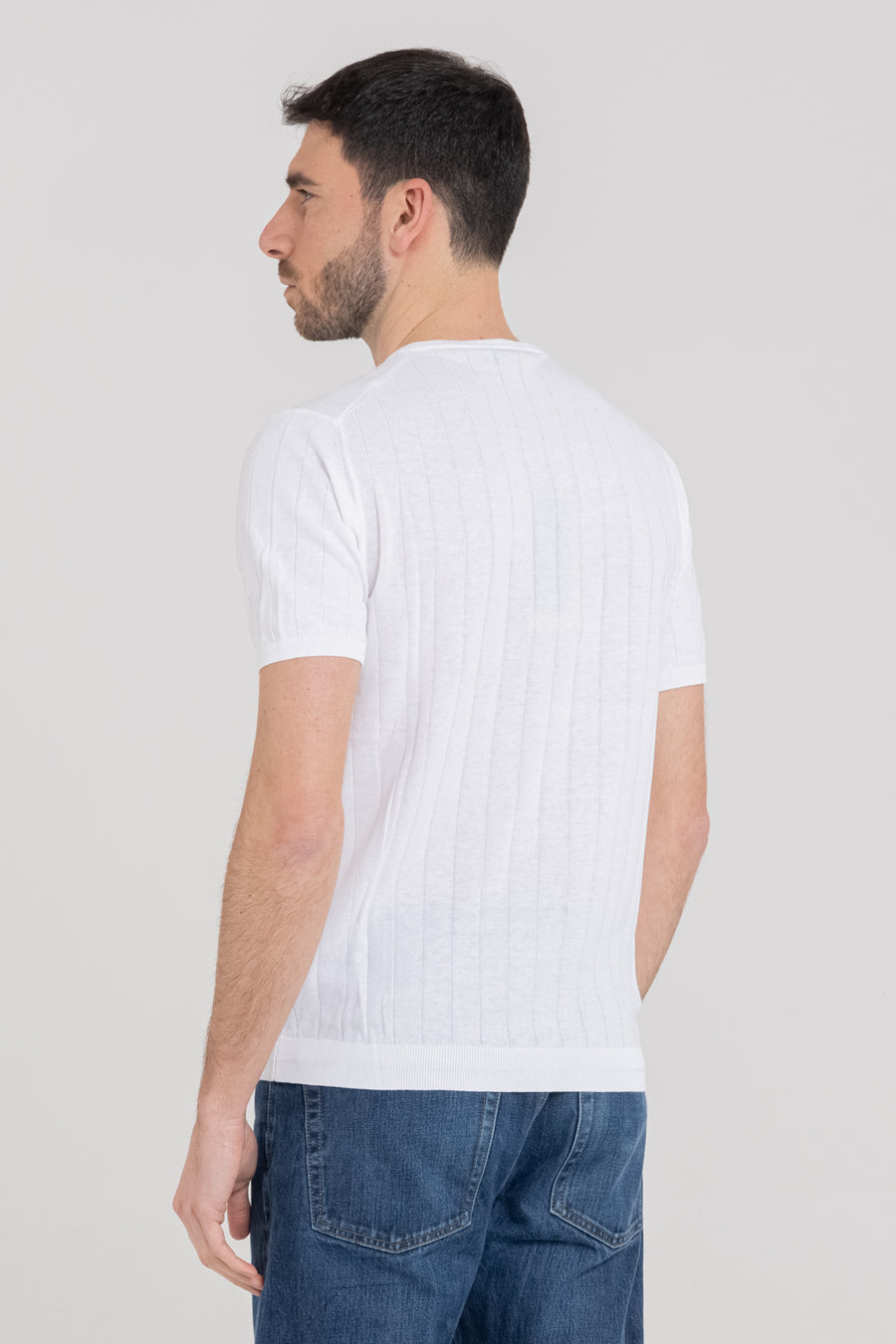 RIBBED COTTON SHORT SLEEVES CREW