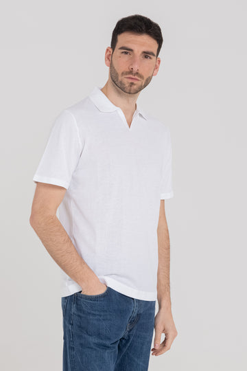 COTTON CREPE BUTTONLESS POLO