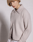 Cashmere Blend Ribbed Zipped Jacket –  Made in Tuscany