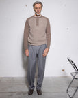 Wool Cashmere Blend Mouliné Henley – Made in Tuscany