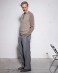 Wool Cashmere Blend Mouliné Henley – Made in Tuscany