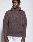 English Ribbed Wool Funnel-Neck Sweater – Made in Tuscany