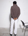 English Ribbed Wool Funnel-Neck Sweater – Made in Tuscany