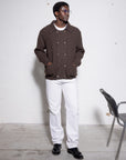 English Ribbed Wool Double-Breasted Shirt – Made in Tuscany