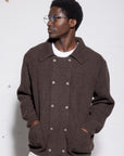 English Ribbed Wool Double-Breasted Shirt – Made in Tuscany