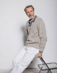 Superfine Alpaca Mouliné Cardigan - Made in Tuscany