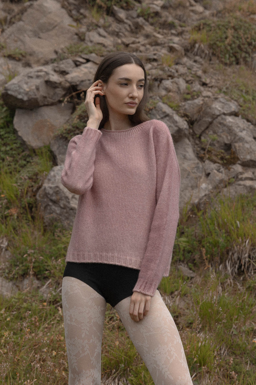 Baby-Alpaka-Airbrush-Integral-Rundhalsausschnitt – Hergestellt in der Toskana