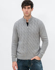 CABLE-KNIT CASHMERE ZIP-UP JACKET